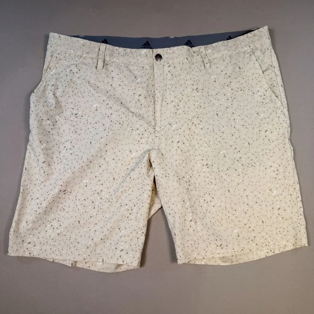 Adidas Ultimate 365 Golf Flag All Over Print Shorts Tan Size 40 Men's Athletic
